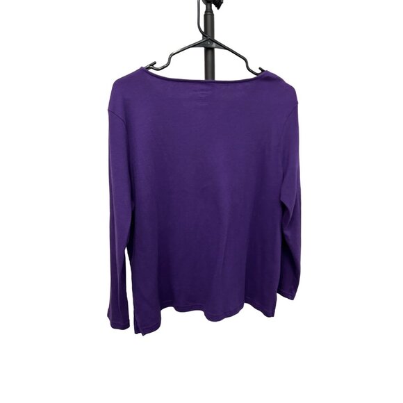 BonWorth Purple Long Sleeve Top Ruffle Neckline  Sz XSP - Picture 2 of 8